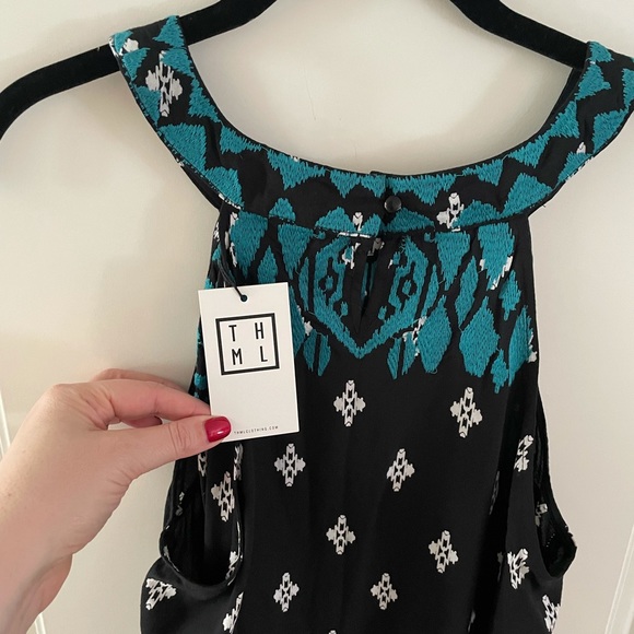 Teal Embroidered THML Clothing Tank-Style Blouse - Picture 5 of 5
